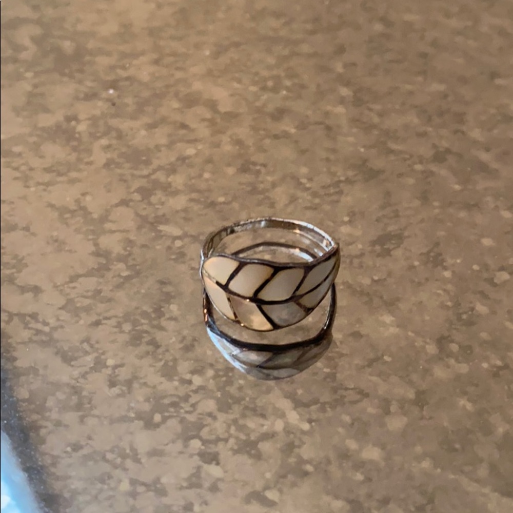 Feather Opal Silver Ring